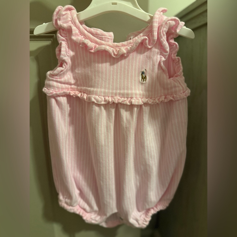 Polo Ralph Lauren. Light pink baby girl romper.